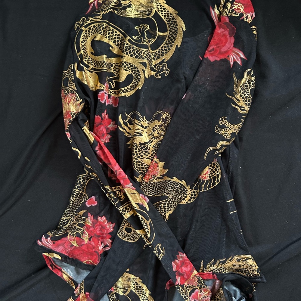 transparent dragon printed bodysuit